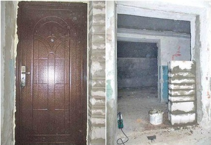 Установка входной металлической двери в стену из газобетона